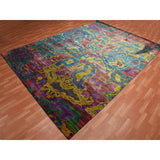 Shahbanu Rugs Colorful, Modern All Over Design, Sari Silk Hand Knotted, Oriental Rug (10'0" x 14'0") - 10'0" x 14'0"