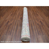 Shahbanu Rugs Coral Pink, Hand Knotted, Afghan Ushak with Flowing and Open Design, Organic Wool, Oriental Rug (4'0"x6'2")