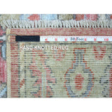Shahbanu Rugs Coral Pink, Hand Knotted, Afghan Ushak with Flowing and Open Design, Organic Wool, Oriental Rug (4'0"x6'2")