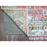 Shahbanu Rugs Coral Pink, Hand Knotted, Afghan Ushak with Flowing and Open Design, Organic Wool, Oriental Rug (4'0"x6'2")