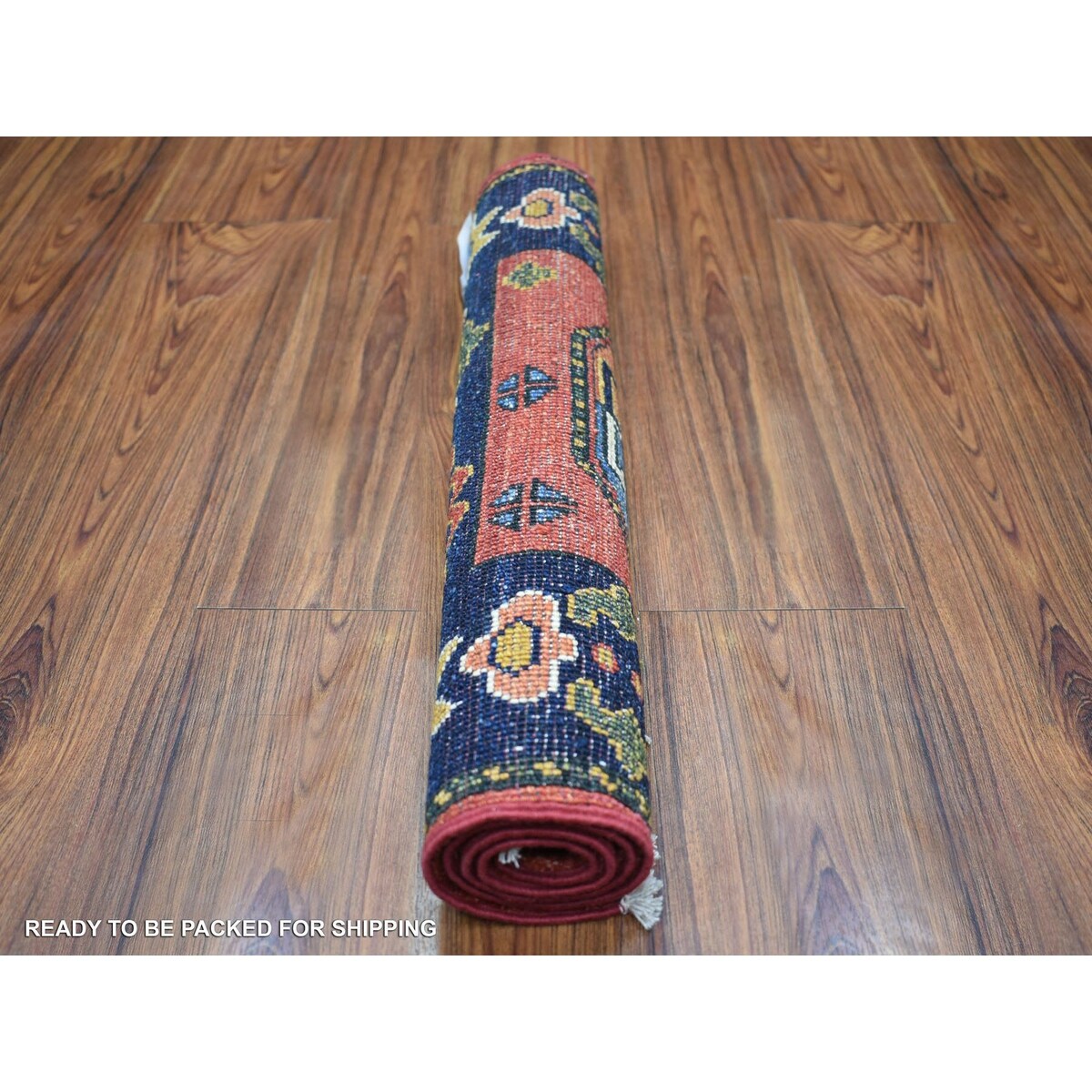 Shahbanu Rugs Coral Red Turkeman Ersari with Elephant Feet Design, Natural Dyes, Hand Knotted, Pure Wool Oriental Rug (2'x3')