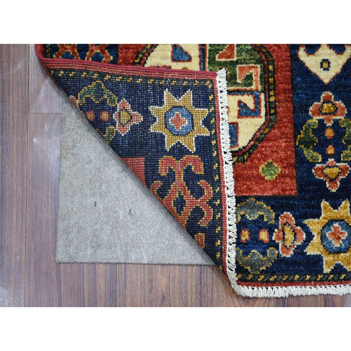 Shahbanu Rugs Coral Red Turkeman Ersari with Elephant Feet Design, Natural Dyes, Hand Knotted, Pure Wool Oriental Rug (2'x3')