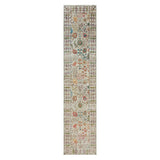 Shahbanu Rugs Cosmic Latte Beige Textured Wool With Silk Hand Knotted Directional Vase Design Runner Oriental Rug (2'6"x12'2")