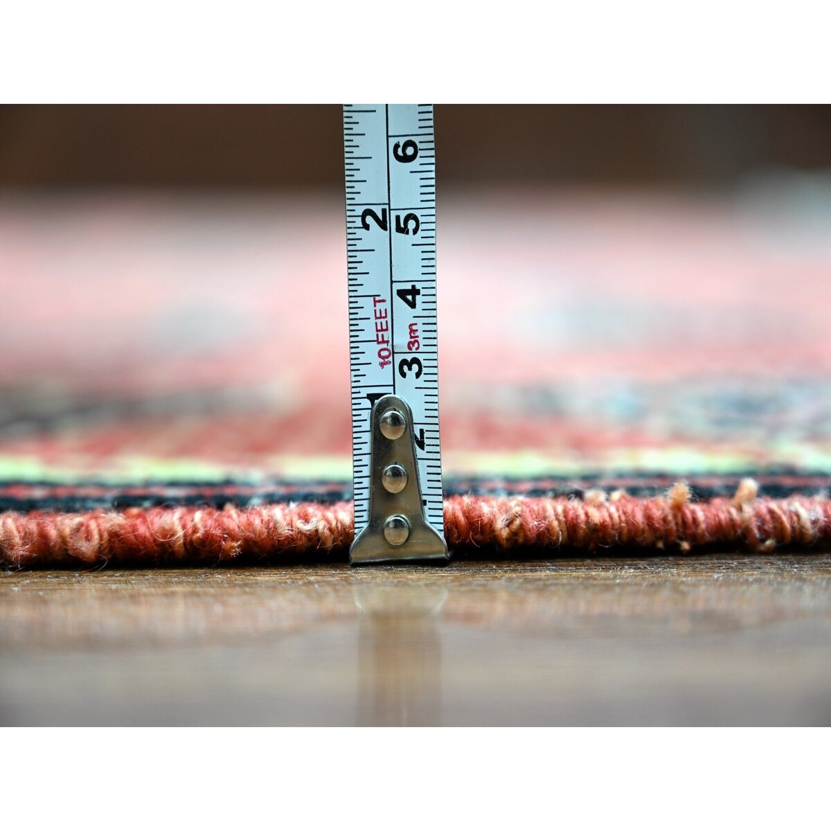 Shahbanu Rugs Crimson Red Pure Wool Hand Knotted Fine Peshawar Intricate Geometric Motifs Natural Dyes Oriental Rug (8'1"x9'8")