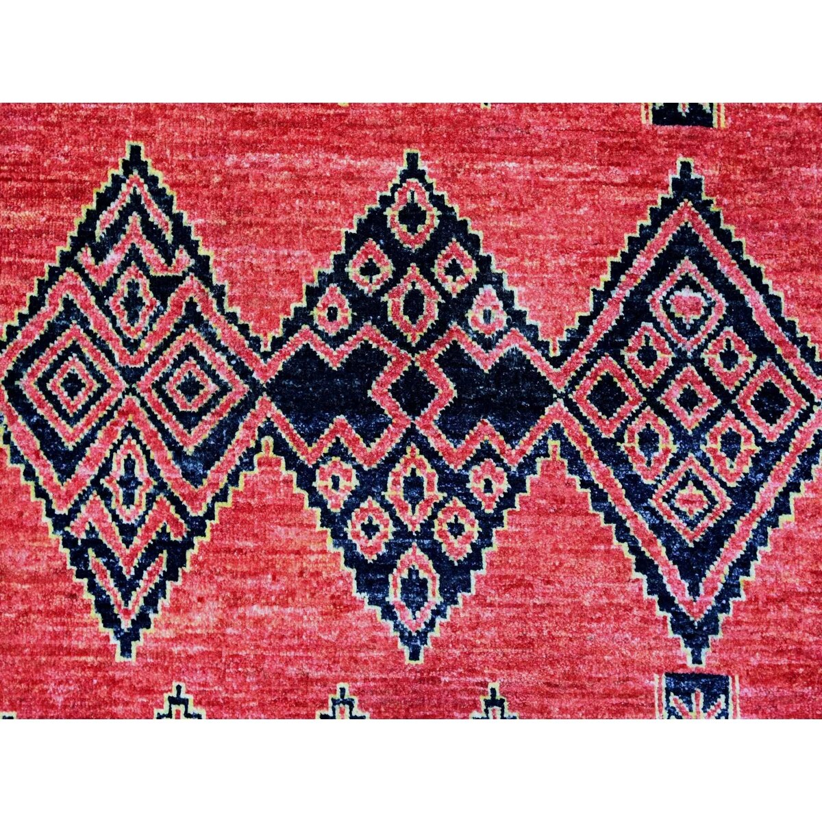 Shahbanu Rugs Crimson Red Pure Wool Hand Knotted Fine Peshawar Intricate Geometric Motifs Natural Dyes Oriental Rug (8'1"x9'8")