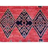 Shahbanu Rugs Crimson Red Pure Wool Hand Knotted Fine Peshawar Intricate Geometric Motifs Natural Dyes Oriental Rug (8'1"x9'8")