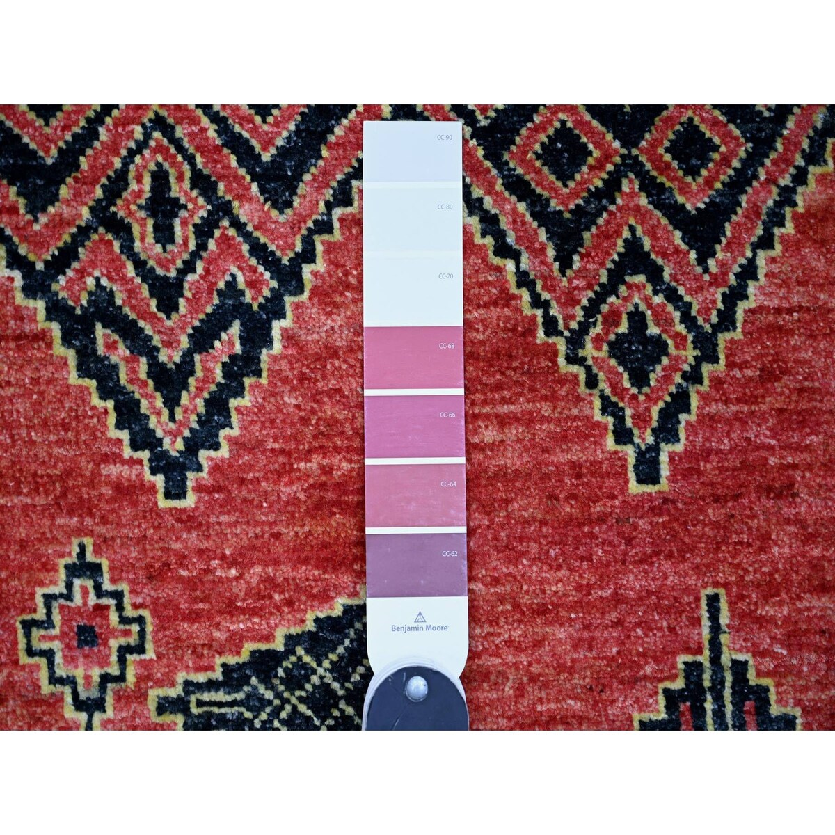 Shahbanu Rugs Crimson Red Pure Wool Hand Knotted Fine Peshawar Intricate Geometric Motifs Natural Dyes Oriental Rug (8'1"x9'8")