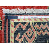 Shahbanu Rugs Crimson Red Pure Wool Hand Knotted Fine Peshawar Intricate Geometric Motifs Natural Dyes Oriental Rug (8'1"x9'8")