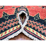 Shahbanu Rugs Crimson Red Pure Wool Hand Knotted Fine Peshawar Intricate Geometric Motifs Natural Dyes Oriental Rug (8'1"x9'8")