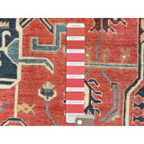 Shahbanu Rugs Crimson Red Soft Wool Hand Knotted Afghan Peshawar with Large Medallion Heriz Design Natural Dyes Rug (8'9"x11'6")
