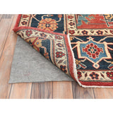 Shahbanu Rugs Crimson Red Soft Wool Hand Knotted Afghan Peshawar with Large Medallion Heriz Design Natural Dyes Rug (8'9"x11'6")