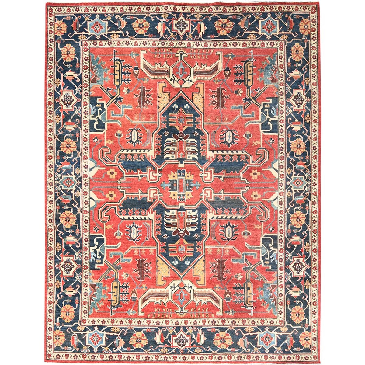 Shahbanu Rugs Crimson Red Soft Wool Hand Knotted Afghan Peshawar with