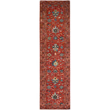 Shahbanu Rugs Crimson Red With Flower Blossom Design Pure Wool Hand Knotted Afghan Sultani Runner Oriental Rug 2'9"x10'3"