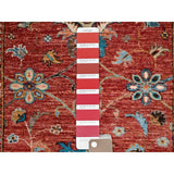 Shahbanu Rugs Crimson Red With Flower Blossom Design Pure Wool Hand Knotted Afghan Sultani Runner Oriental Rug 2'9"x10'3"