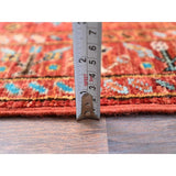 Shahbanu Rugs Crimson Red With Flower Blossom Design Pure Wool Hand Knotted Afghan Sultani Runner Oriental Rug 2'9"x10'3"