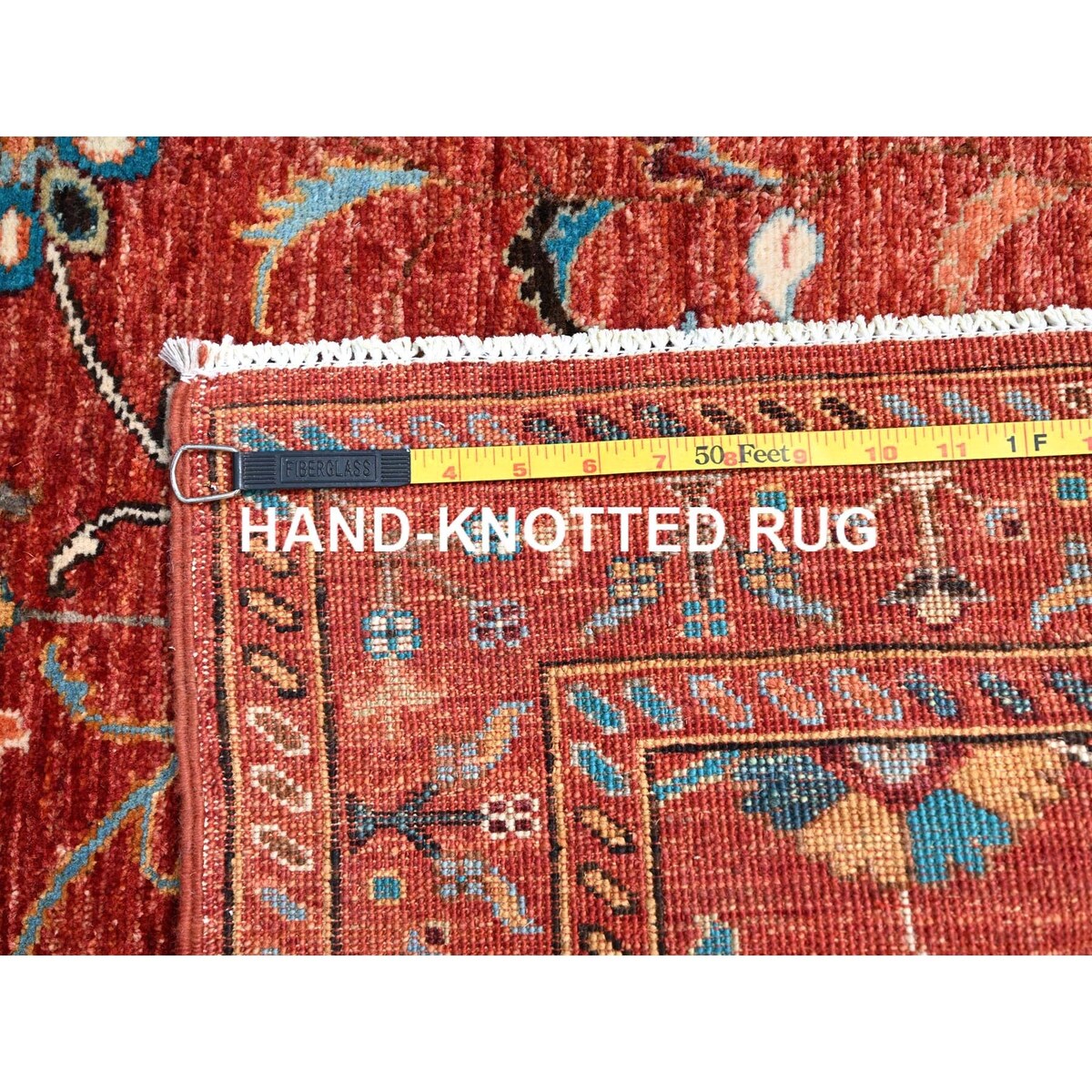 Shahbanu Rugs Crimson Red With Flower Blossom Design Pure Wool Hand Knotted Afghan Sultani Runner Oriental Rug 2'9"x10'3"