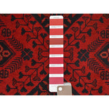Shahbanu Rugs Crimson Red, Afghan Andkhoy with Geometric Motif, Pure Wool, Hand Knotted Oriental Rug (5'0" x 6'6") - 5'0" x 6'6"
