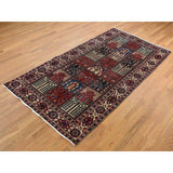 Shahbanu Rugs Crimson Red, Baktiarjoon Block Garden Design, Hand Knotted, Pure Wool, Oriental Rug (5'1"x10') - 5'1" x 10'