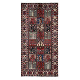 Shahbanu Rugs Crimson Red, Baktiarjoon Block Garden Design, Hand Knotted, Pure Wool, Oriental Rug (5'1"x10') - 5'1" x 10'