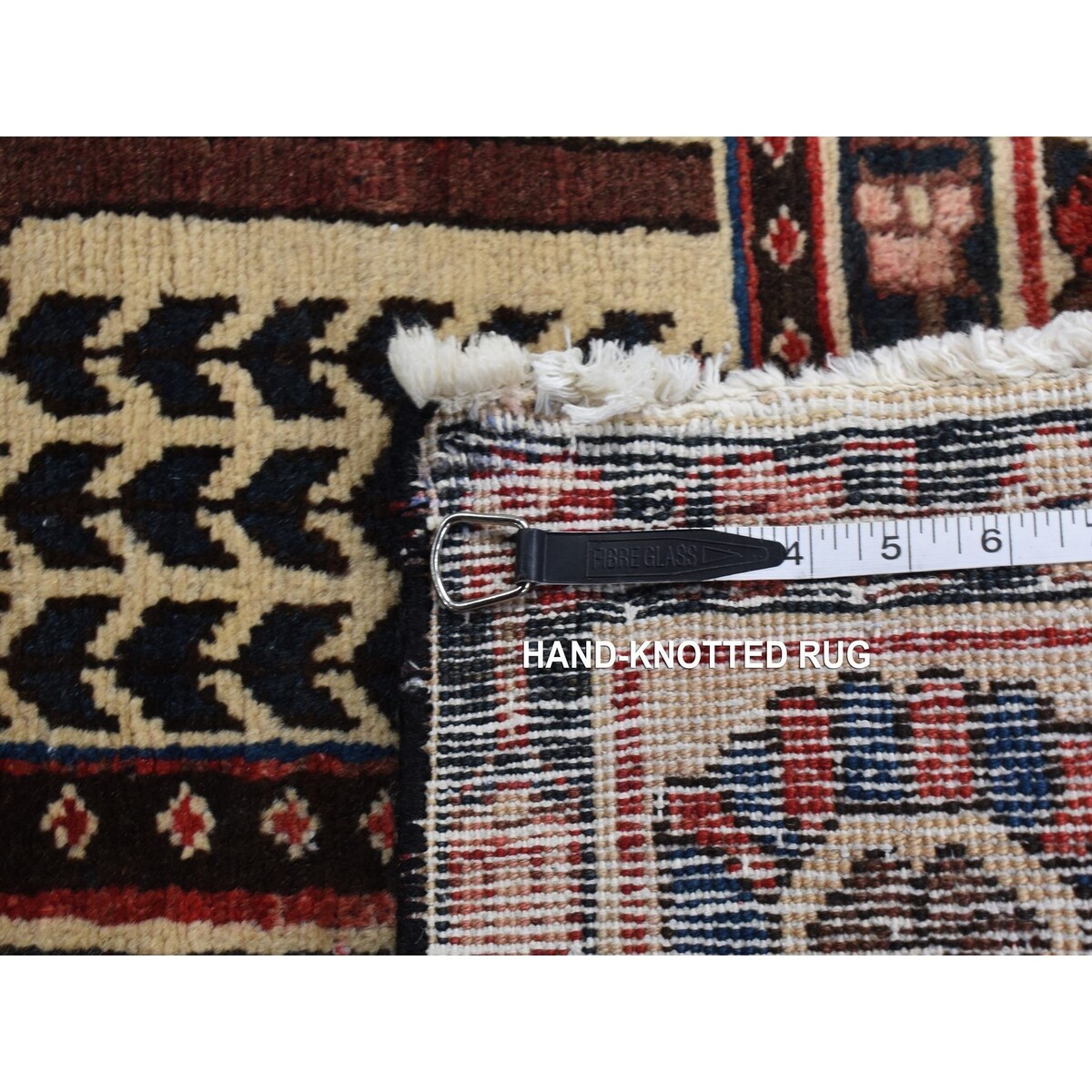 Shahbanu Rugs Crimson Red, Baktiarjoon Block Garden Design, Hand Knotted, Pure Wool, Oriental Rug (5'1"x10') - 5'1" x 10'
