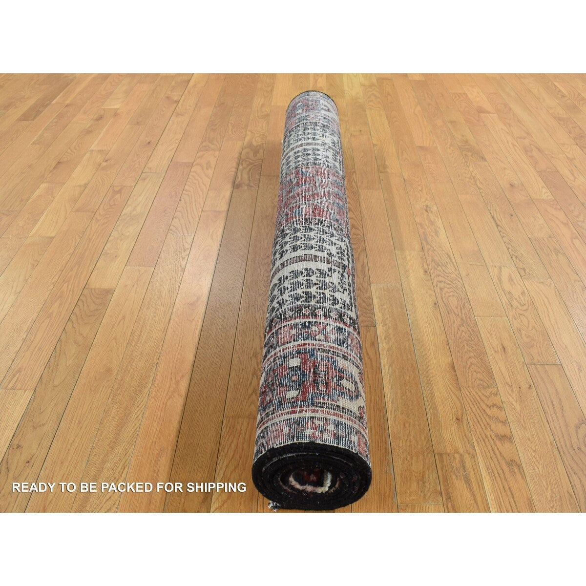 Shahbanu Rugs Crimson Red, Baktiarjoon Block Garden Design, Hand Knotted, Pure Wool, Oriental Rug (5'1"x10') - 5'1" x 10'