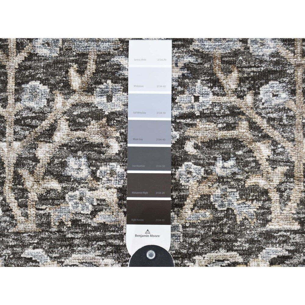 Shahbanu Rugs Cypress Tree Design Silk with Oxidized Wool Round Hand-Knotted Rug (6'0" x 6'0") - 6'0" x 6'0"