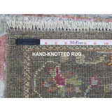 Shahbanu Rugs Dark Gray Oushak With Floral Motifs Pure Wool Hand Knotted Oriental Runner Rug (2'9" x 9'7") - 2'9" x 9'7"