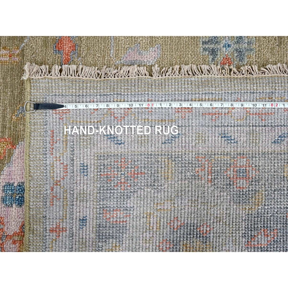 Shahbanu Rugs Dusty Yellow Oushak Design Supple Collection Soft and Vibrant Pile Hand Knotted Wool Oversized Rug (12'1" x 17'9")