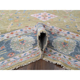 Shahbanu Rugs Dusty Yellow Oushak Design Supple Collection Soft and Vibrant Pile Hand Knotted Wool Oversized Rug (12'1" x 17'9")