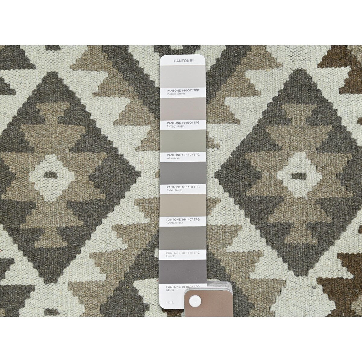 Shahbanu Rugs Earth Tone Colors Hand Woven Afghan Kilim Geometric Design Undyed Natural Wool Reversible Rug (8'2" x 9'8")