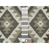 Shahbanu Rugs Earth Tone Colors Hand Woven Afghan Kilim Geometric Design Undyed Natural Wool Reversible Rug (8'2" x 9'8")
