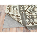 Shahbanu Rugs Earth Tone Colors Hand Woven Afghan Kilim Geometric Design Undyed Natural Wool Reversible Rug (8'2" x 9'8")