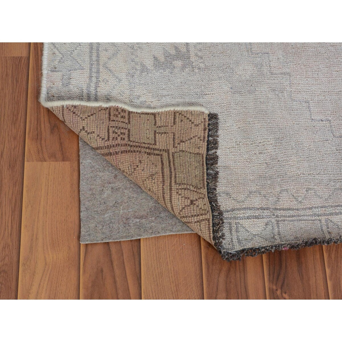 Vintage & Worn Down Persian Shiraz Wide Runner Rug(4'x6'5") - 4'0" x 6'5"