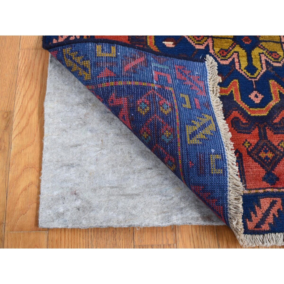 Shahbanu Rugs Fire Brick Red Vintage Persian Viss Full Pile Excellent Condition Pure Wool Hand Knotted Runner Rug (3'3"x9'6")