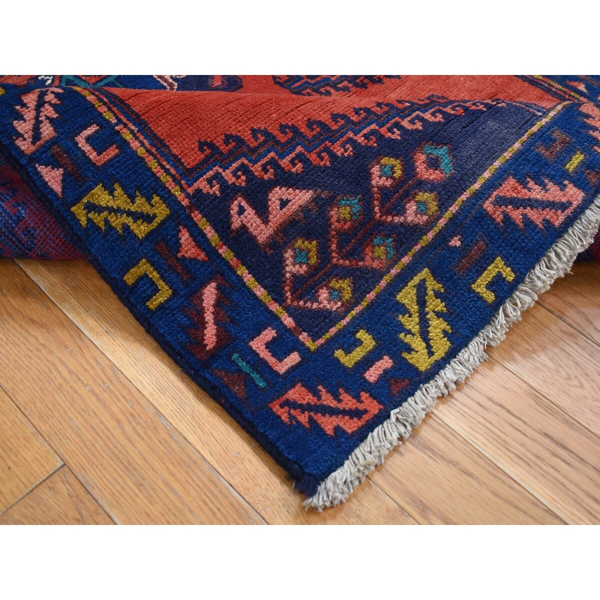 Shahbanu Rugs Fire Brick Red Vintage Persian Viss Full Pile Excellent Condition Pure Wool Hand Knotted Runner Rug (3'3"x9'6")