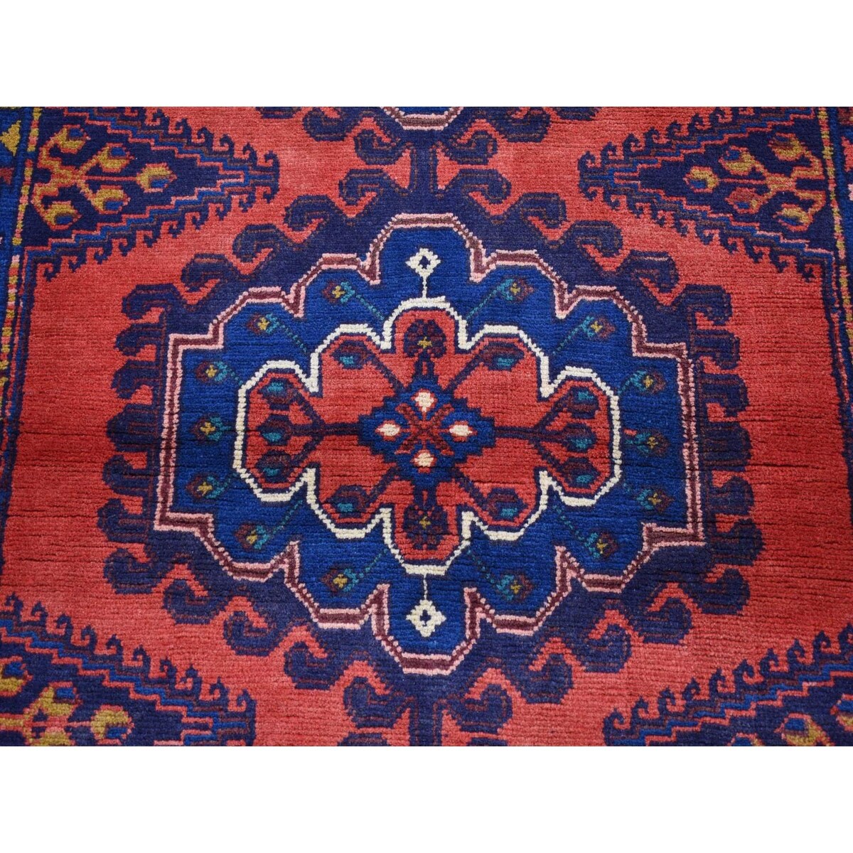 Shahbanu Rugs Fire Brick Red Vintage Persian Viss Full Pile Excellent Condition Pure Wool Hand Knotted Runner Rug (3'3"x9'6")
