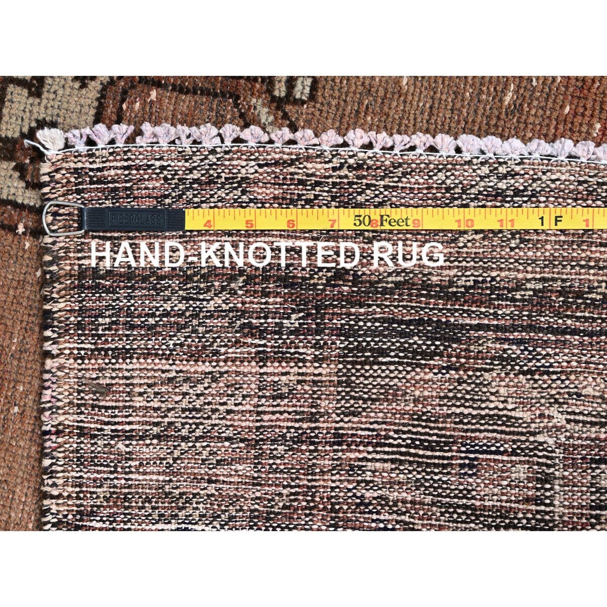 Shahbanu Rugs Friar Brown Vintage Distressed Persian Gabbeh and Good Cond Evenly Worn Pure Wool Hand Knotted Clean Rug (4'2"x6')