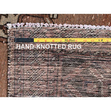 Shahbanu Rugs Friar Brown Vintage Distressed Persian Gabbeh and Good Cond Evenly Worn Pure Wool Hand Knotted Clean Rug (4'2"x6')
