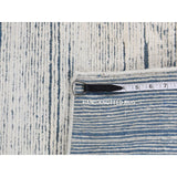 Shahbanu Rugs Frost White, Pure Wool, Striae Design, Hand Knotted, Oriental Rug (6'1" x 9'4") - 6'1" x 9'4"