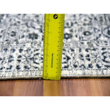 Shahbanu Rugs Ghost White, Tone on Tone Design, Undyed 100% Wool, Hand Knotted, Mamluk Dynasty, Runner Oriental Rug (2'6"x6'0")