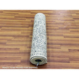 Shahbanu Rugs Ghost White, Tone on Tone Design, Undyed 100% Wool, Hand Knotted, Mamluk Dynasty, Runner Oriental Rug (2'6"x6'0")