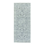 Shahbanu Rugs Ghost White, Tone on Tone Design, Undyed 100% Wool, Hand Knotted, Mamluk Dynasty, Runner Oriental Rug (2'6"x6'0")