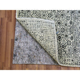Shahbanu Rugs Ghost White, Tone on Tone Design, Undyed 100% Wool, Hand Knotted, Mamluk Dynasty, Runner Oriental Rug (2'6"x6'0")