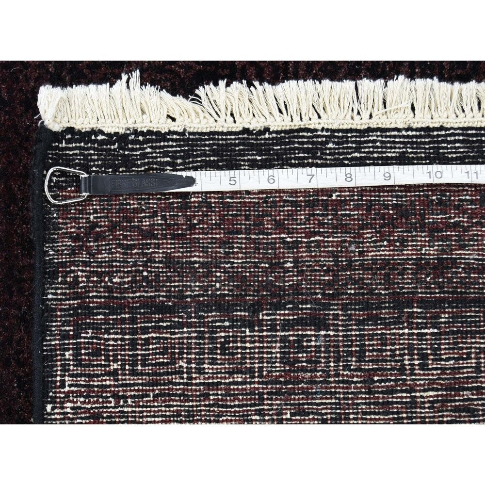 Shahbanu Rugs Grass Design Purple Wool and Silk Hand-Knotted Oriental Rug (3'0" x 5'0") - 3'0" x 5'0"