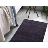 Shahbanu Rugs Grass Design Purple Wool and Silk Hand-Knotted Oriental Rug (3'0" x 5'0") - 3'0" x 5'0"