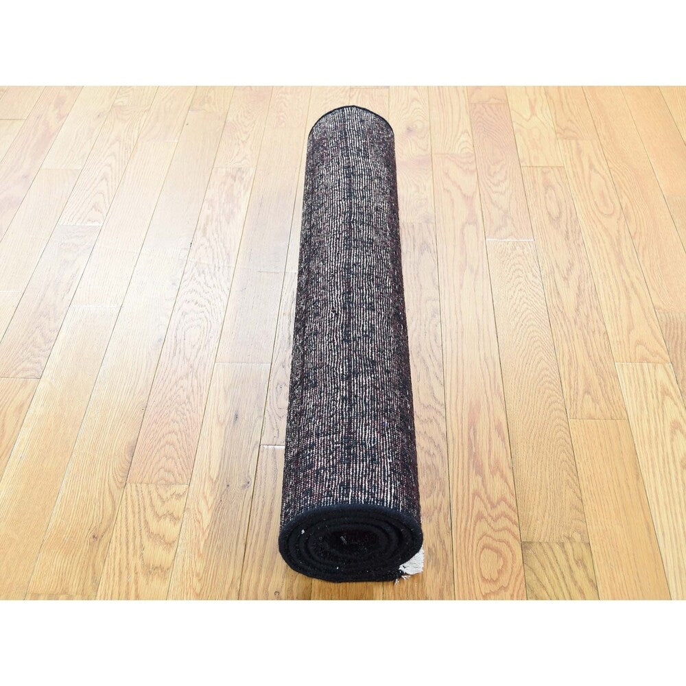 Shahbanu Rugs Grass Design Purple Wool and Silk Hand-Knotted Oriental Rug (3'0" x 5'0") - 3'0" x 5'0"
