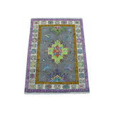 Shahbanu Rugs Gray Fusion Kazak Natural Wool Hand Knotted Oriental Rug (2'1" x 3'0") - 2'1" x 3'0"