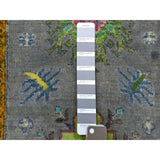 Shahbanu Rugs Gray Fusion Kazak Natural Wool Hand Knotted Oriental Rug (2'1" x 3'0") - 2'1" x 3'0"