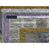 Shahbanu Rugs Gray Fusion Kazak Natural Wool Hand Knotted Oriental Rug (2'1" x 3'0") - 2'1" x 3'0"