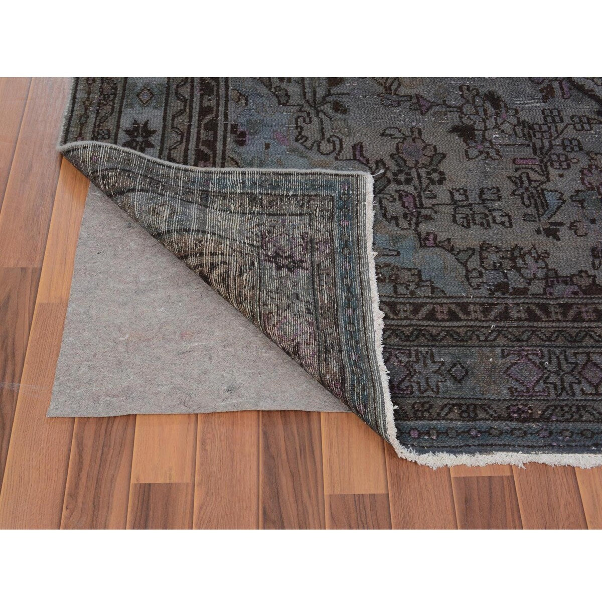 Overdyed Vintage Persian Lilahan Worn Down Handmade Rug(7'1"x10') - 7'1" x 10'0"